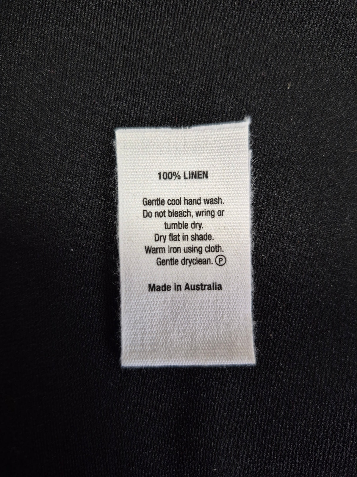 Printed Label 100 % Linen MIA on White Cotton Loop Folded Special