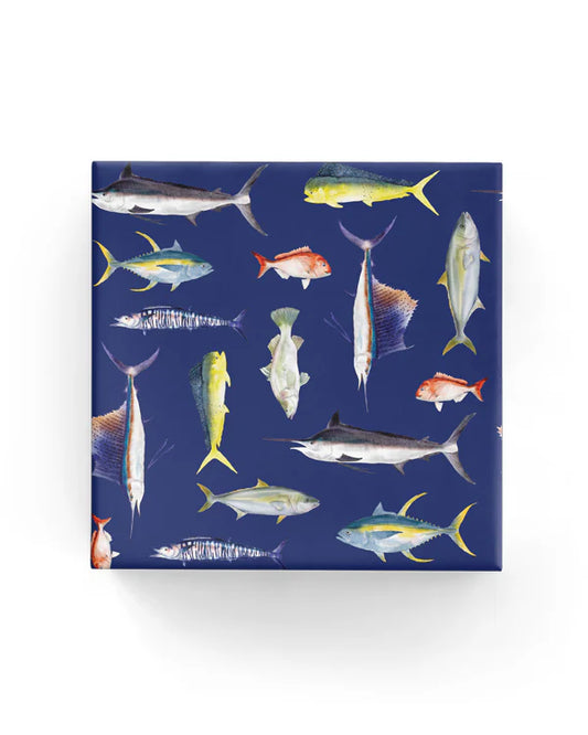 Gone Fishing Blue Wrapping Paper