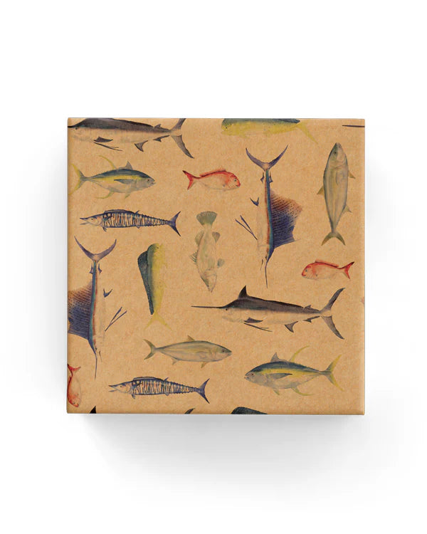 Gone Fishing Wrapping on Kraft Paper