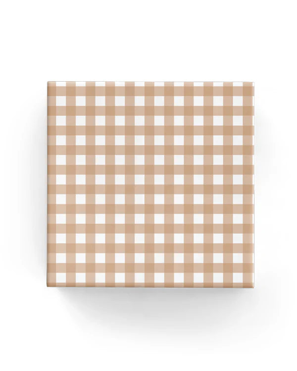 Gingham Check Beige Wrapping on Matte White Paper