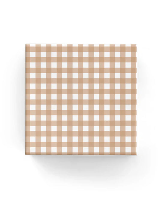Gingham Check Beige Wrapping on Matte White Paper