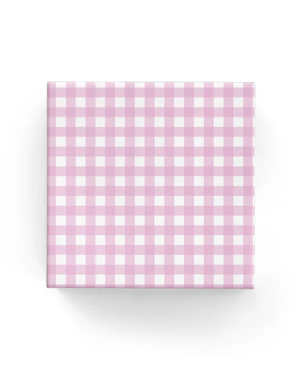 Gingham Check Pale Pink Wrapping on Matte White Paper