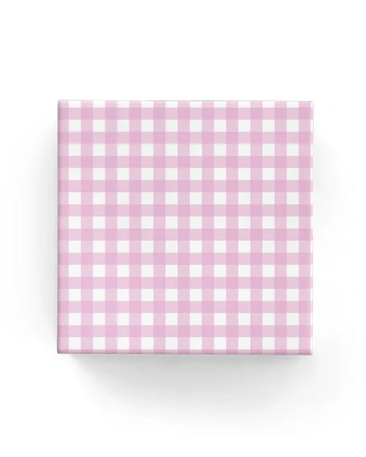 Gingham Check Pale Pink Wrapping on Matte White Paper
