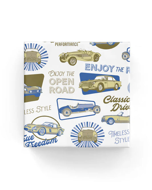 Vintage Car Blue Olive Wrapping Paper