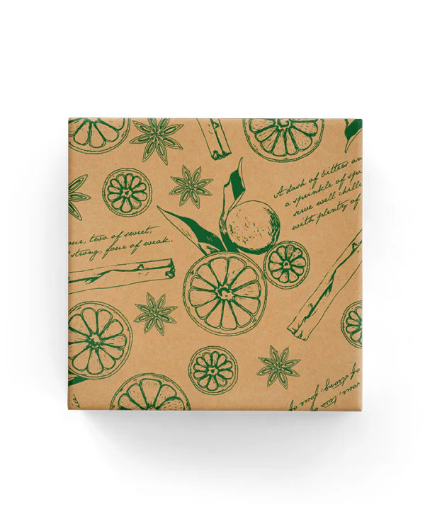 Christmas Wrapping Paper Xmas Punch Green on Kraft