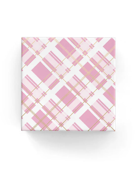Christmas Wrapping Paper Check Light Pink Gold