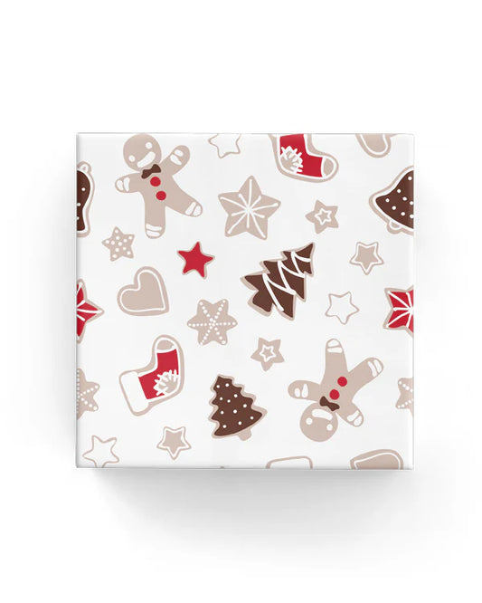 Christmas Wrapping Paper Gingerbread Red Chocolate Mocha on Matte