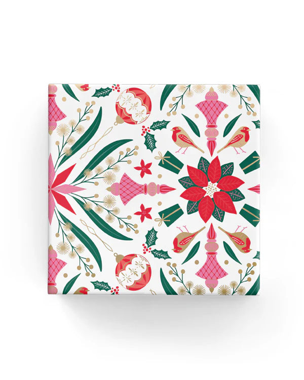 Christmas Wrapping Paper Mandala Wattle Pink Red Green Gold