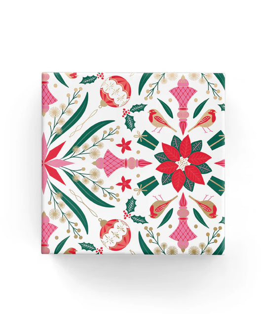 Christmas Wrapping Paper Mandala Wattle Pink Red Green Gold