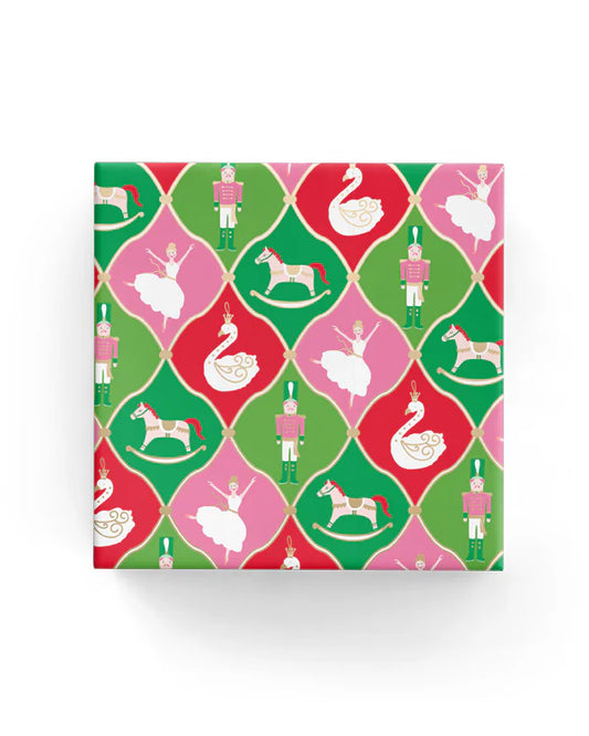 Christmas Wrapping Paper Xmas Ornaments Wrap Pink Green Red