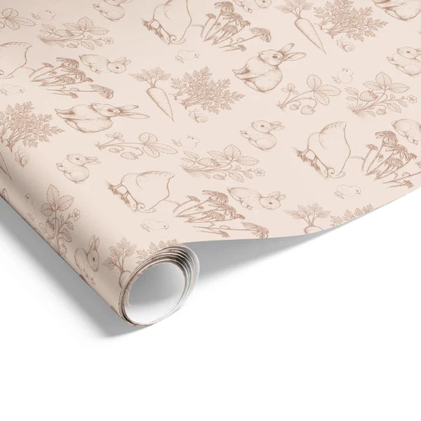 Country Garden Beige Wrapping on Matte White Paper