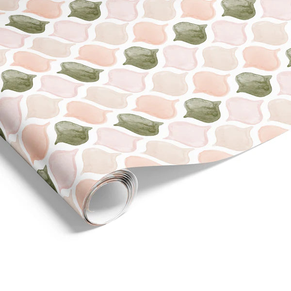Ogee Fresco Olive Pink Wrapping on Matte White Paper