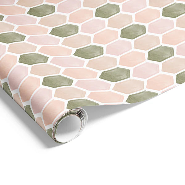 Pavilion Fresco Olive Pink Wrapping on Matte White Paper