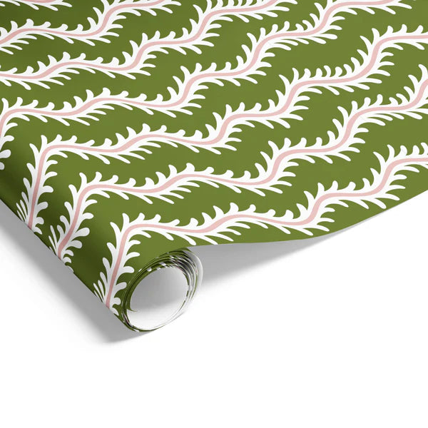 Vine Olive Pink Wrapping on Matte White Paper
