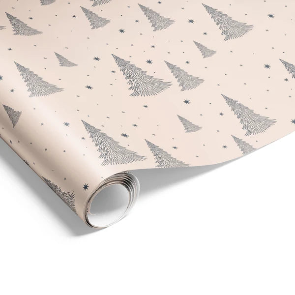 Starry Night Beige Charcoal Wrapping on Matte White Paper
