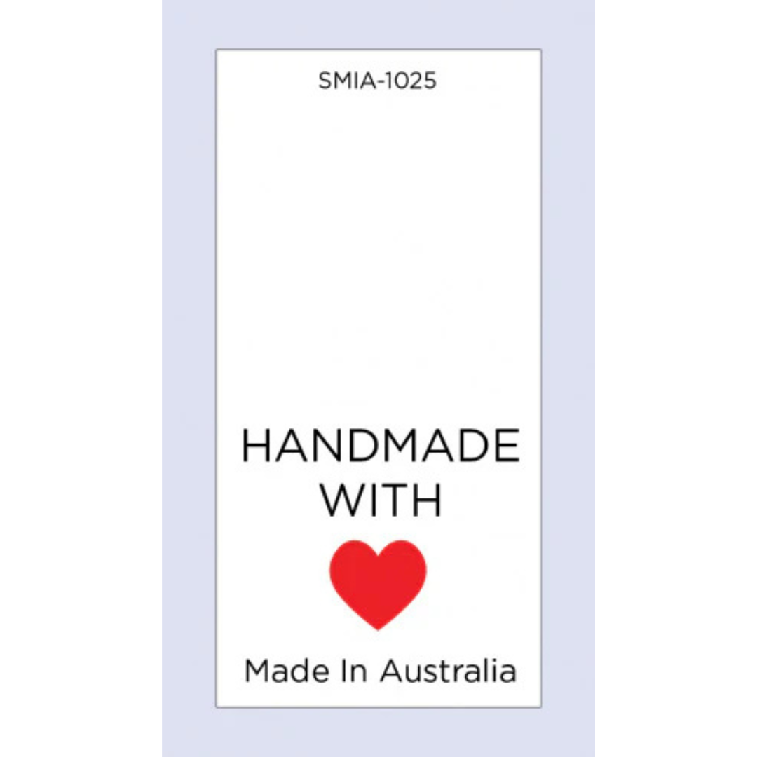 Hand Made with Love Red Heart with MIA on Satin Fabric