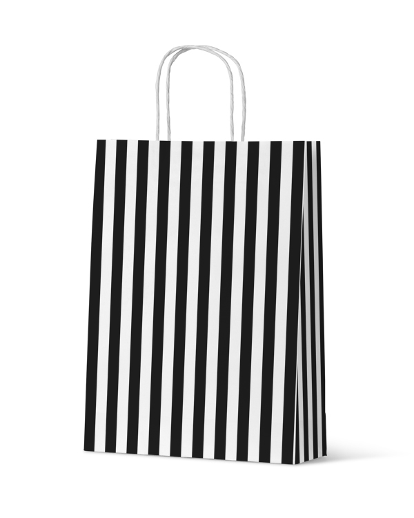 Cafe Stripe Black Medium Paper Bag