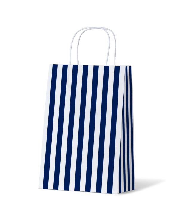 Cafe Stripe Navy Junior Paper Bag