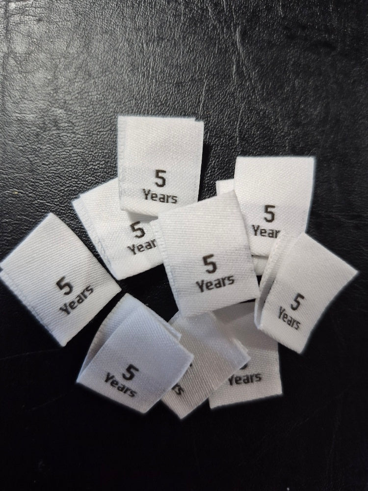 White Woven Labels Single Pack Special Size 5 Year