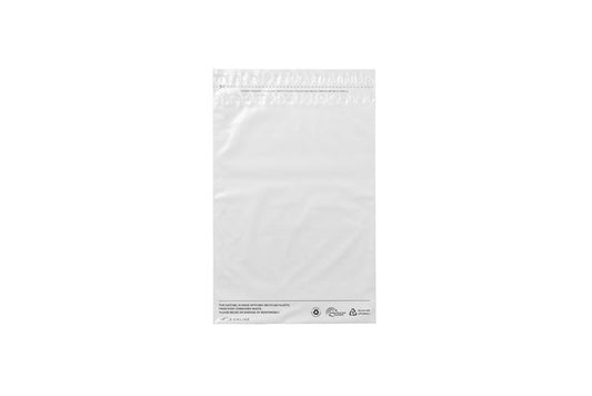 Recycled White Poly Mailing /Courier Bags Medium 330 mm x 420 mm x 60mm Flap