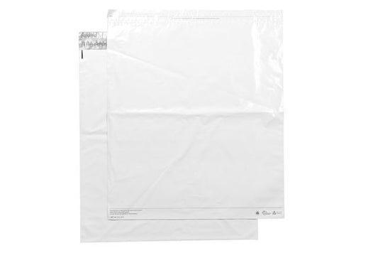 Recycled White Poly Mailing /Courier Bags Extra Large 600 mm x 650 mm x 60mm Flap