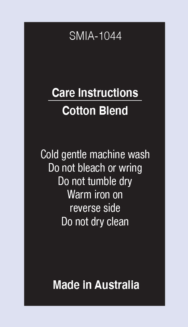 Cotton Blend Cold Wash MIA on Black Satin Fabric
