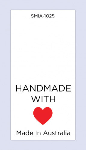 Hand Made with Love Red Heart with MIA on Satin Fabric