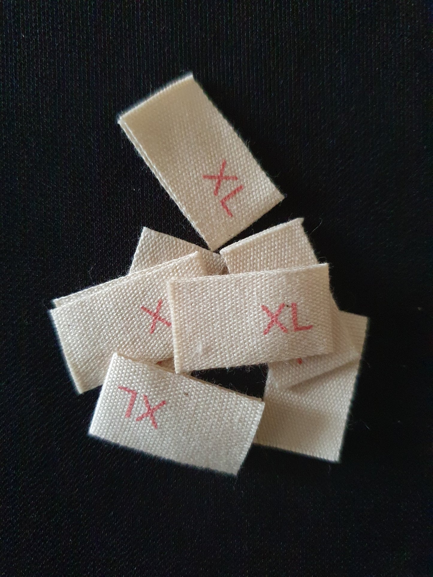 Cream Cotton Labels with Red text - size XL