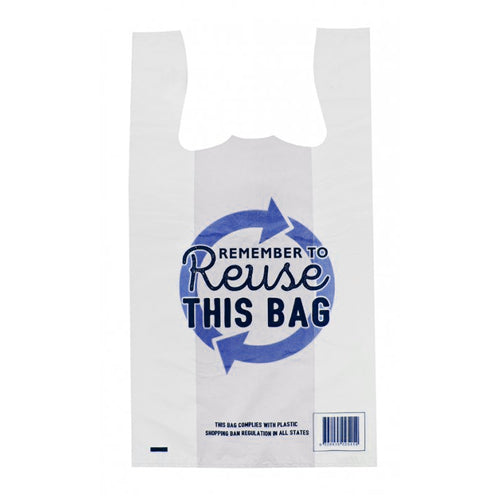 Meduim White Singlet  Resuseable Checkout Bags Remember to Reuse