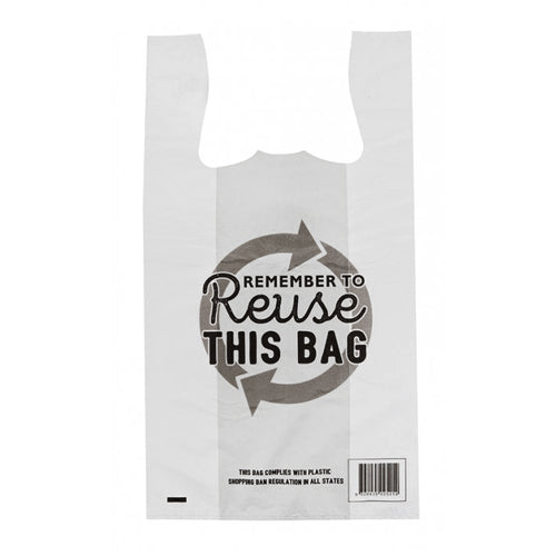 Small  White Singlet  Resuseable Checkout Bags Remember to Reuse