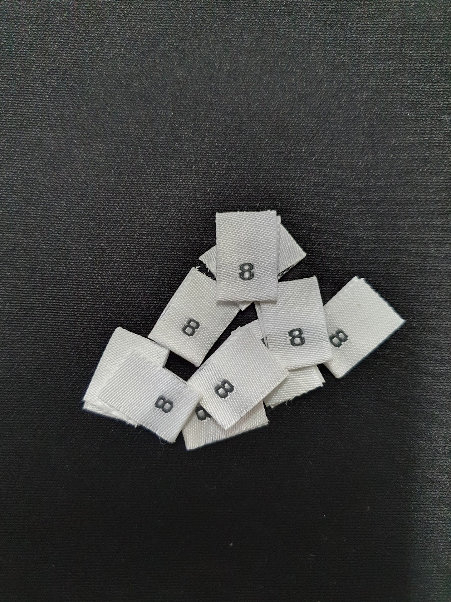 Woven labels with Black Text - size 8