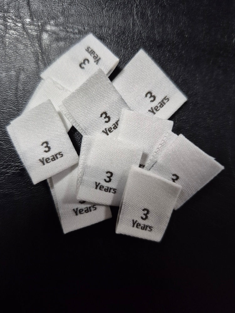 White Woven Labels Single Pack Special Size 3 Year