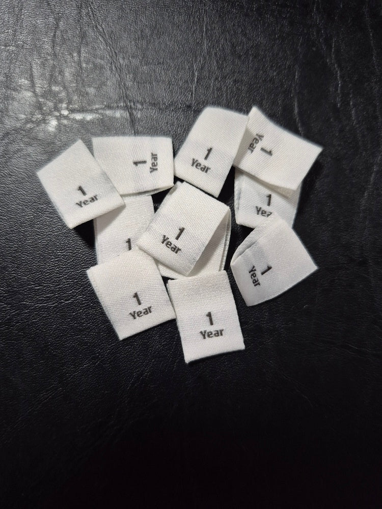 White Woven Labels Single Pack Special Size 1 Year