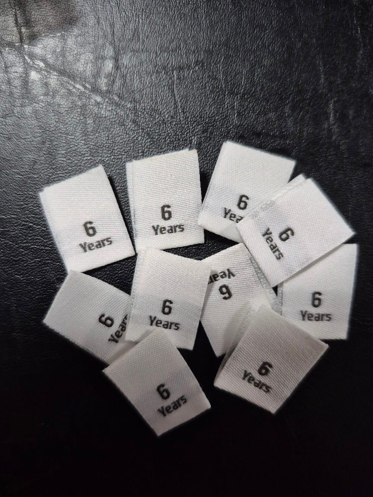 White Woven Labels Single Pack Special Size 6 Year
