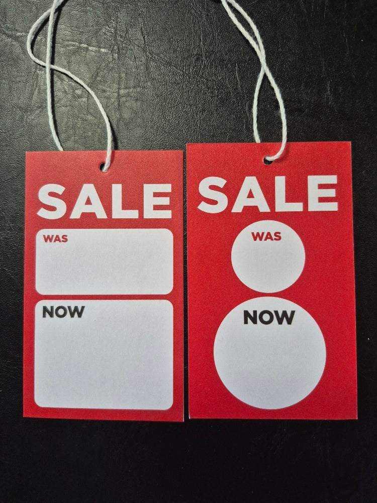 Swing Tags  Sale Printed with Was -Now -Printed Double Sided Special