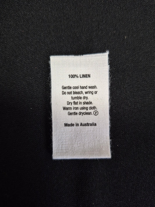 Printed Label 100 % Linen MIA on White Cotton Loop Folded Special