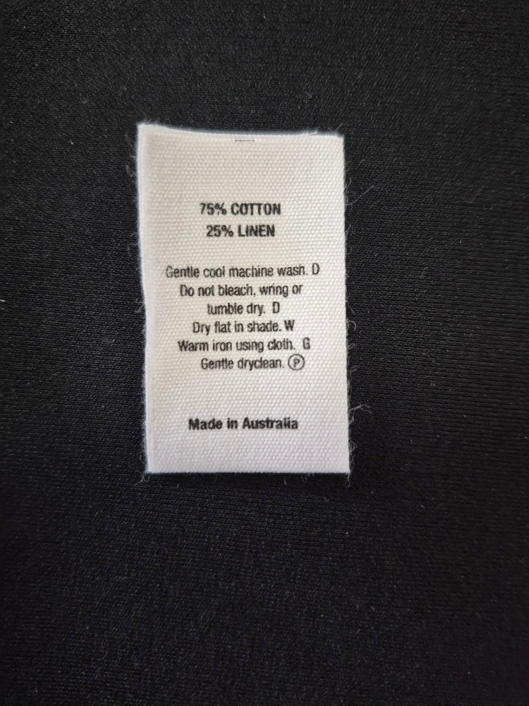 Printed Label 75% Cotton 25 % Linen MIA on White Cotton Loop Folded Special