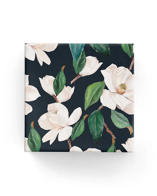 Watercolour Magnolia Black Wrapping Paper