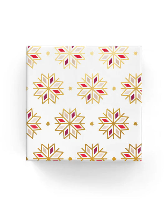 Christmas Wrapping Paper Xmas Snowflakes Beige Red Gold