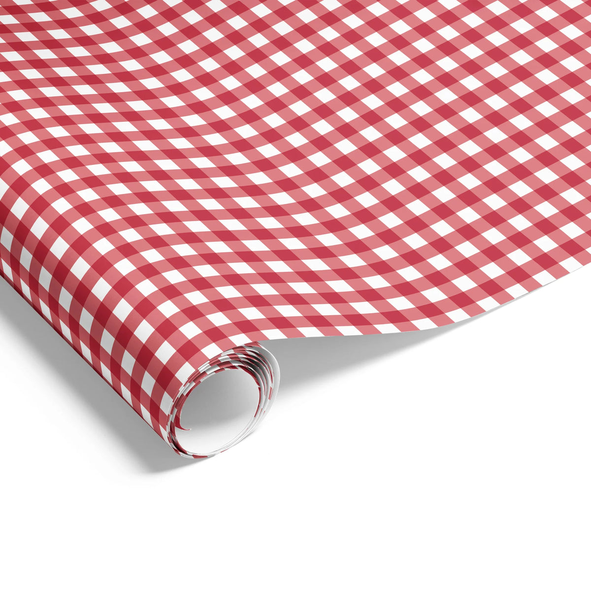 Gingham Check Red Wrapping on Matte White Paper