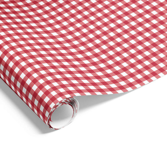 Gingham Check Red Wrapping on Matte White Paper
