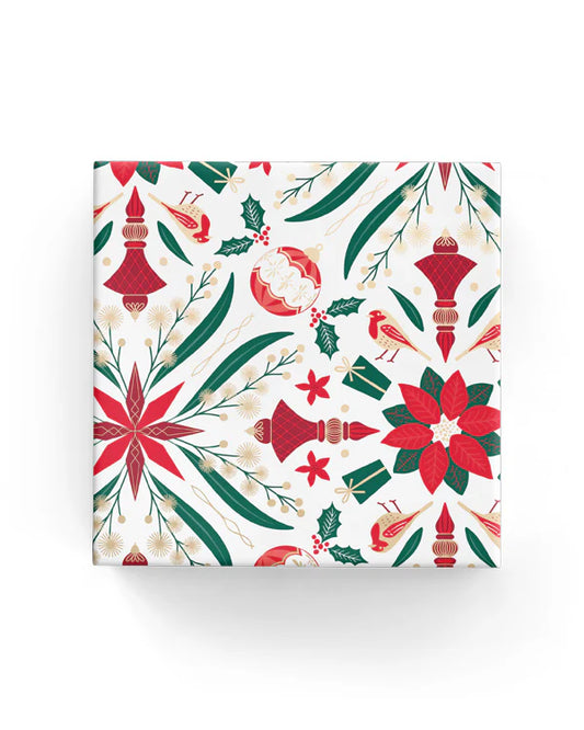 Christmas Wrapping Paper Xmas Mandala Wattle Red Green Gold
