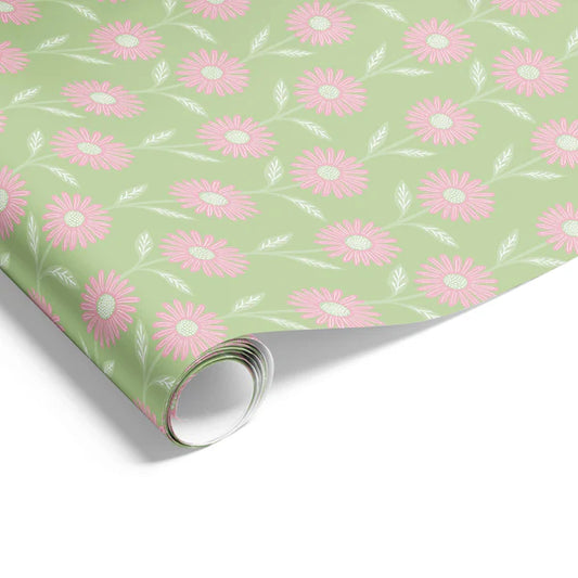 Daisy Green Pink Wrapping on Matte White Paper