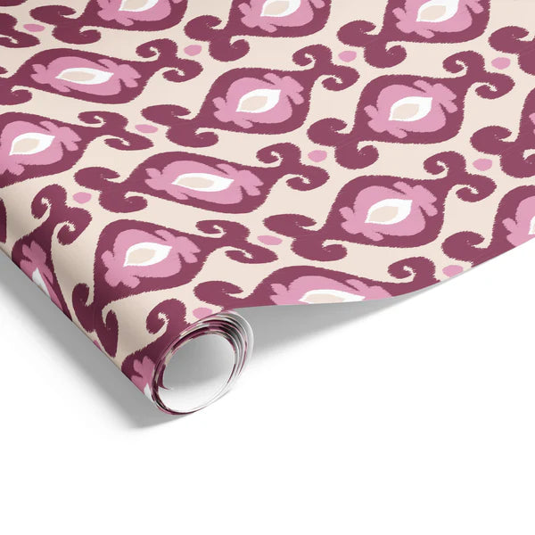 Ikate Beige Burgundy Wrapping on Matte White Paper