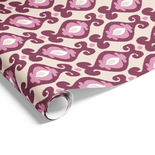 Ikate Beige Burgundy Wrapping on Matte White Paper