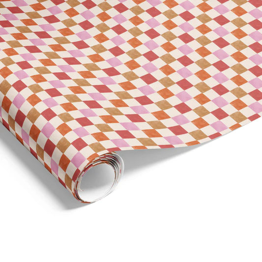 Mosaic Squares Earth Tones Wrapping on Matte White Paper