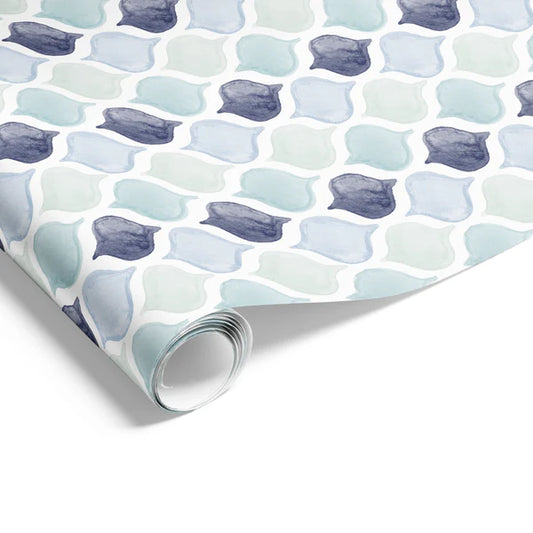 Ogee Fresco Blue Green Wrapping on Matte White Paper