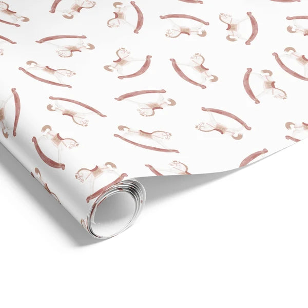 Rocking Horse Dusty Pink Wrapping on Matte White Paper