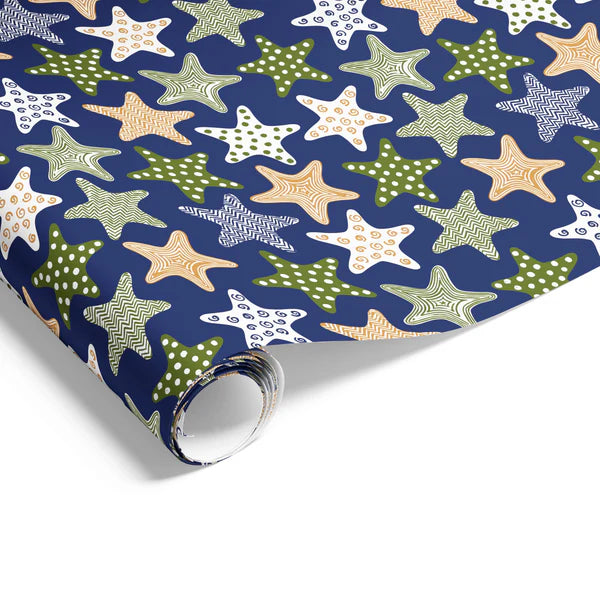 Starfish Navy Olive Orchre Wrapping on Matte White Paper