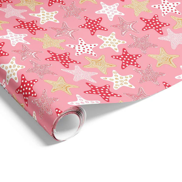 Starfish Pink Red Ochre Wrapping on Matte White Paper